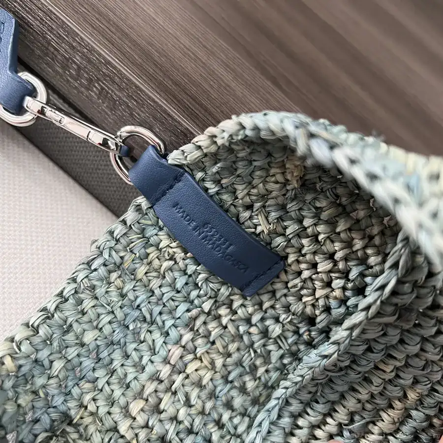 Lowe Mini Palma Fiber and Calfskin Slit Tote
