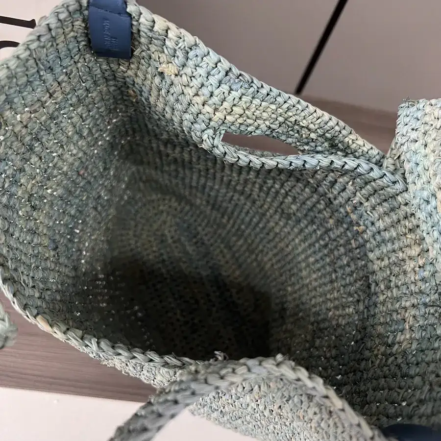 Lowe Mini Palma Fiber and Calfskin Slit Tote