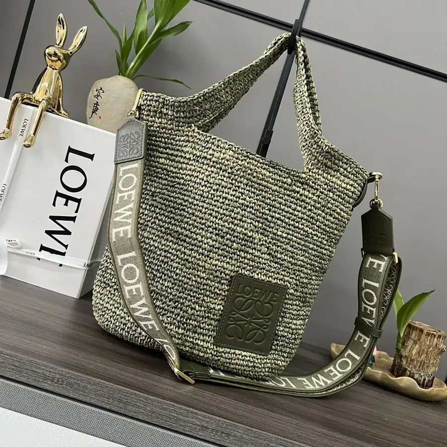 Lowe Mini Basket Bag with Woven Palm Fiber and Calfskin