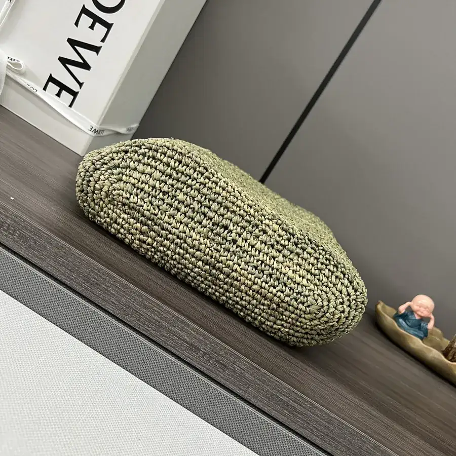 Lowe Mini Basket Bag with Woven Palm Fiber and Calfskin