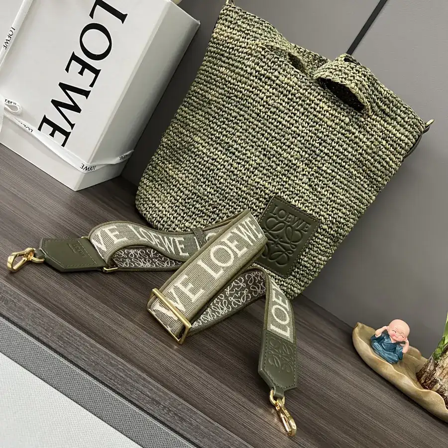 Lowe Mini Basket Bag with Woven Palm Fiber and Calfskin