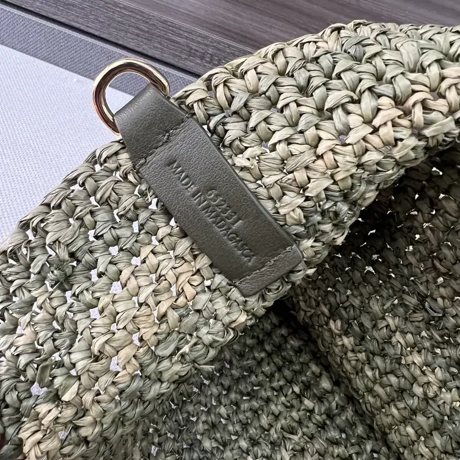 Lowe Mini Basket Bag with Woven Palm Fiber and Calfskin