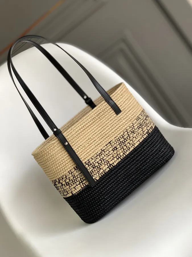 Löwe Gradient Henequen Fiber and Calfskin Square Basket Bag