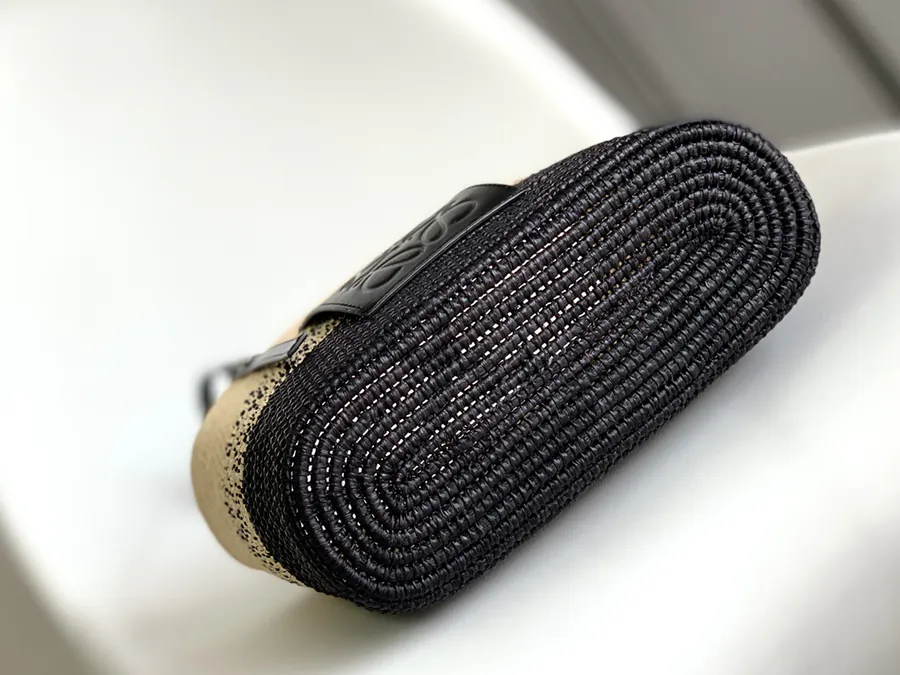Löwe Gradient Henequen Fiber and Calfskin Square Basket Bag