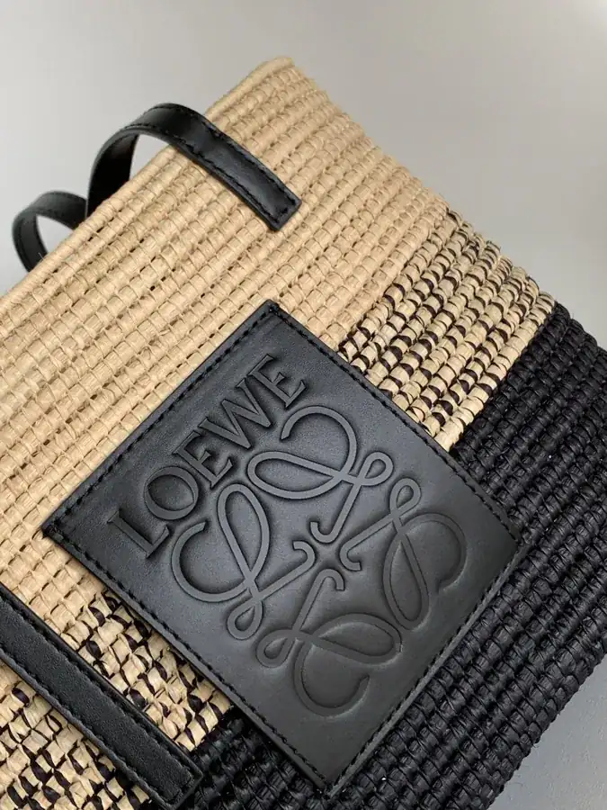 Löwe Gradient Henequen Fiber and Calfskin Square Basket Bag
