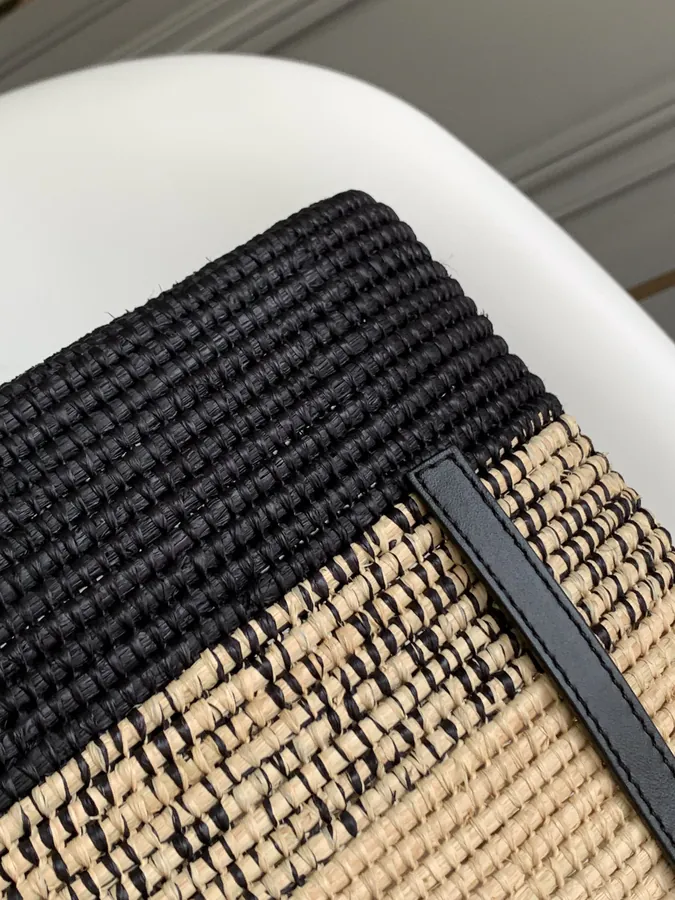 Löwe Gradient Henequen Fiber and Calfskin Square Basket Bag