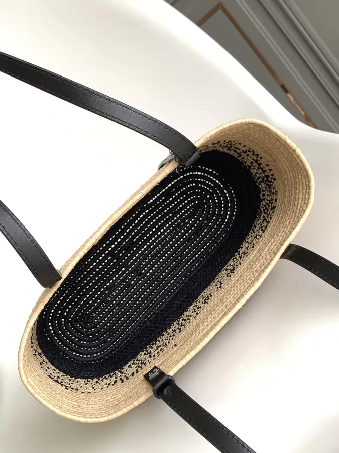 Löwe Gradient Henequen Fiber and Calfskin Square Basket Bag