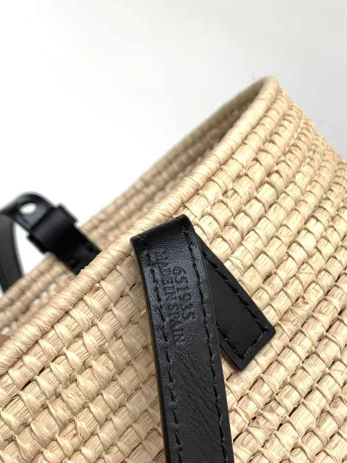 Löwe Gradient Henequen Fiber and Calfskin Square Basket Bag