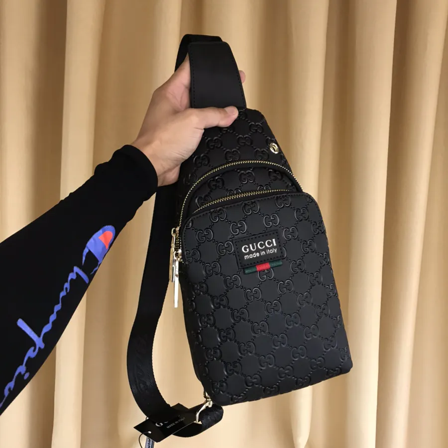 G Brand Chest Bag with Full Leather Front and Back