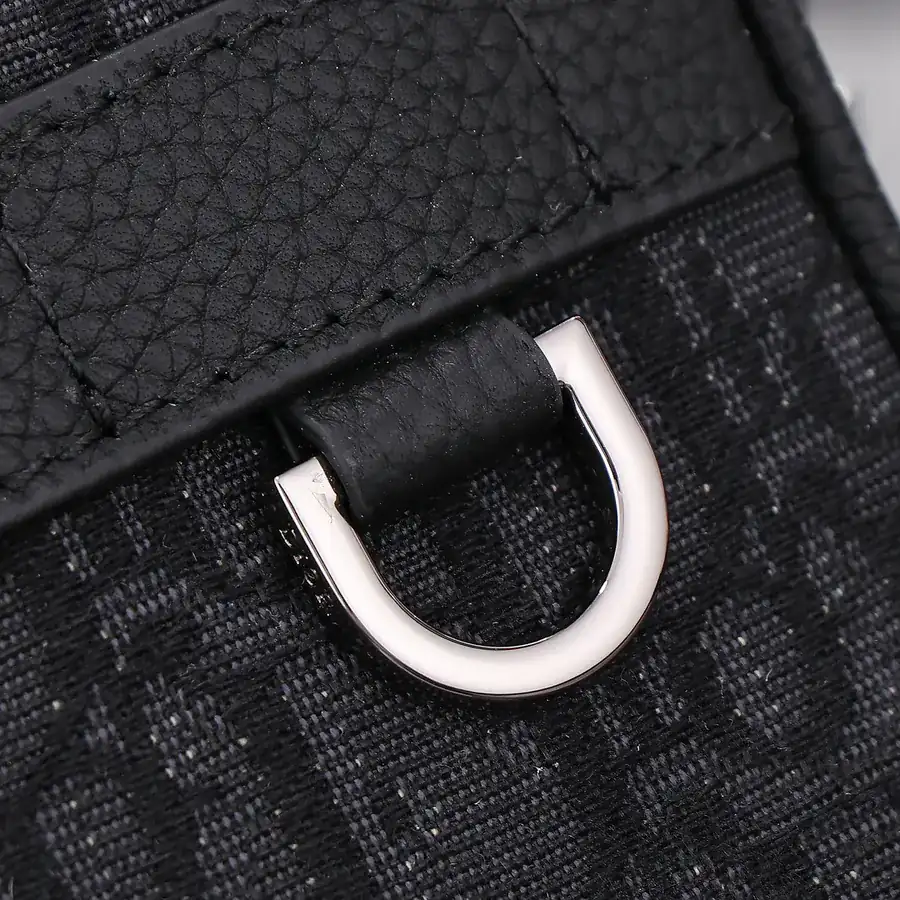 Safari Mini Messenger Bag Black Grained Calfskin