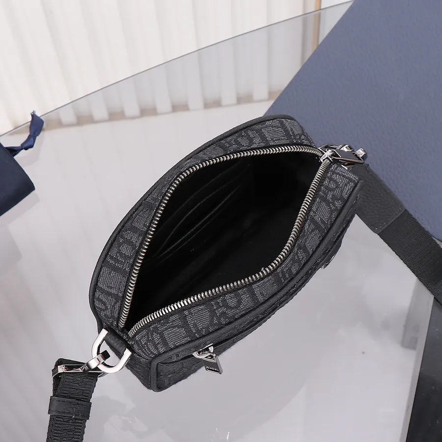Safari Mini Messenger Bag Black Grained Calfskin