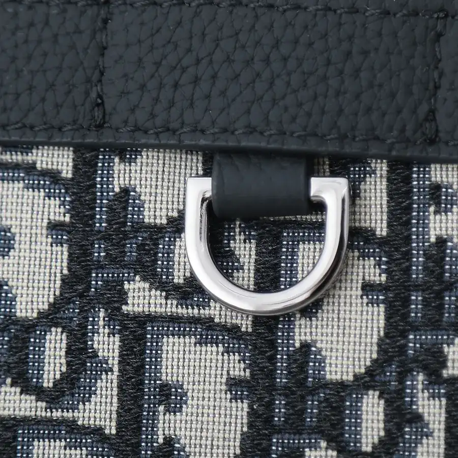 Safari Messenger Bag with Strap Black Oblique Print