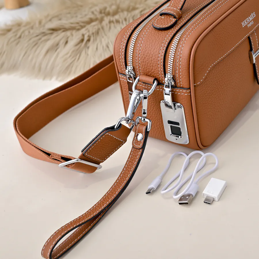 Hermes Men's Crossbody Bag Premium Calfskin, Elegant Hardware