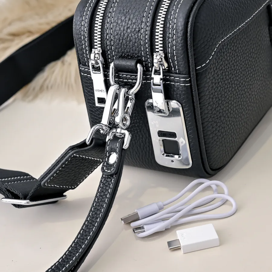 Hermes Men's Crossbody Bag Premium Calfskin, Elegant Hardware