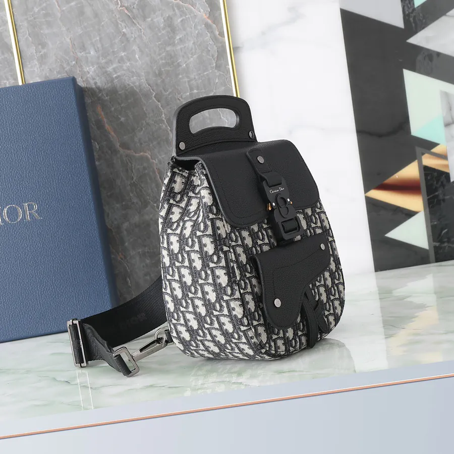 Gallop Crossbody Bag Mini Size, Oblique Print, Grained Calfskin Details