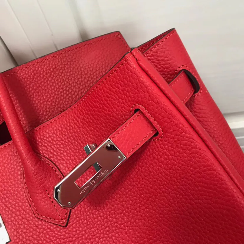 Hermes Birkin Silver Clasp Bucket Bag in Grained Calfskin
