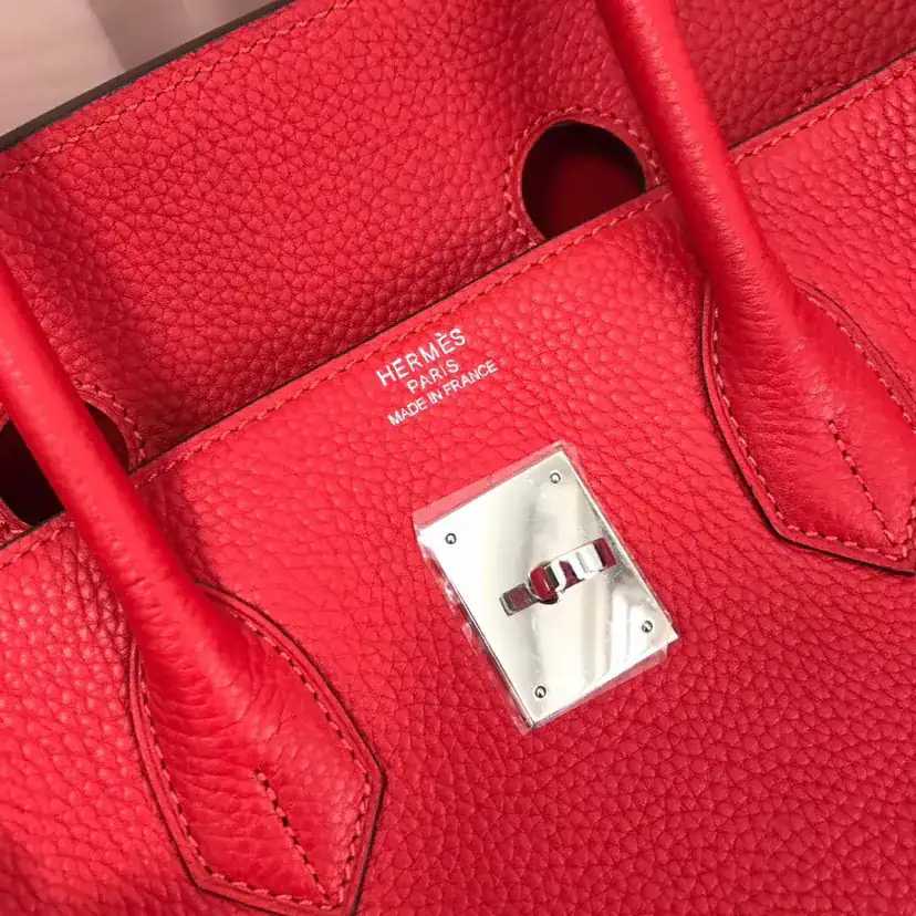 Hermes Birkin Silver Clasp Bucket Bag in Grained Calfskin