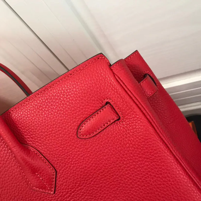 Hermes Birkin Silver Clasp Bucket Bag in Grained Calfskin