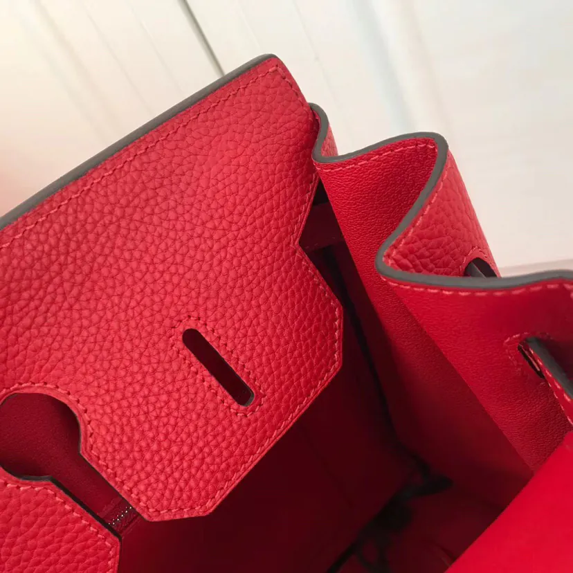 Hermes Birkin Silver Clasp Bucket Bag in Grained Calfskin