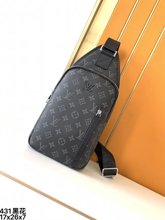 Avenue Shoulder Bag with Damier Infini Classic Black Pattern
