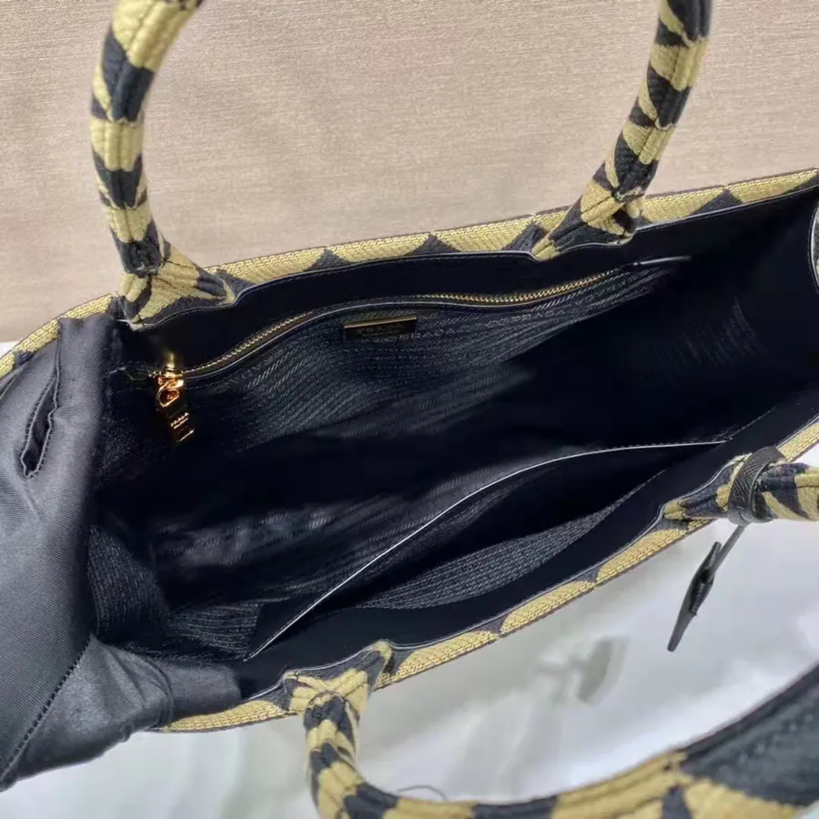 Coco Bucket Bag in Saffiano Leather and Embroidered Fabric