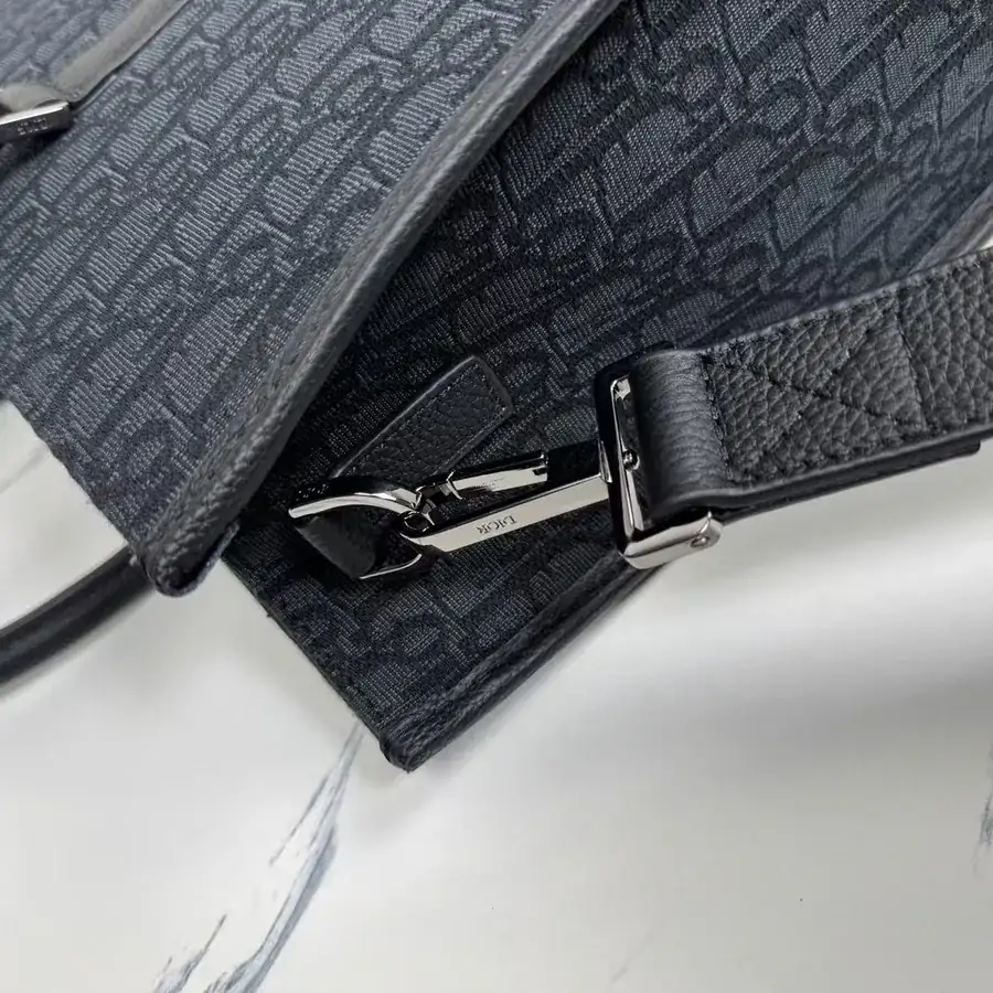 East West Handbag Black Oblique Print and Grained Calfskin