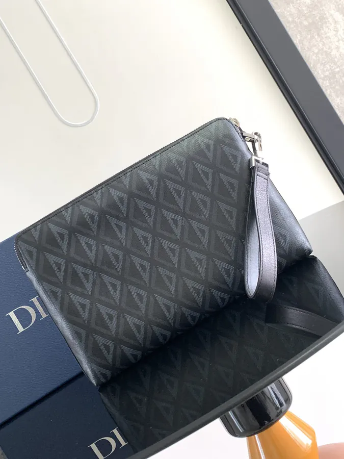 Marc Bohan A5 Handbag Elegant Minimalist Accessory with Gray Diamond Pattern Canvas