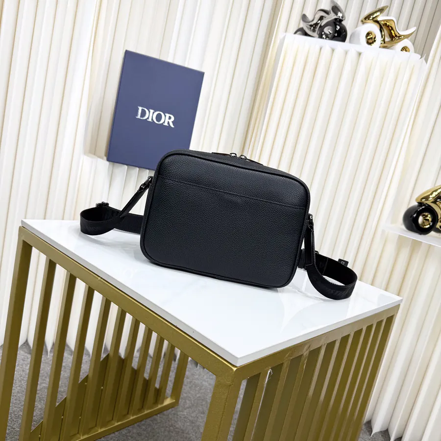 Rider 2.0 Zip Messenger Bag Premium Leather, Black Oblique Print