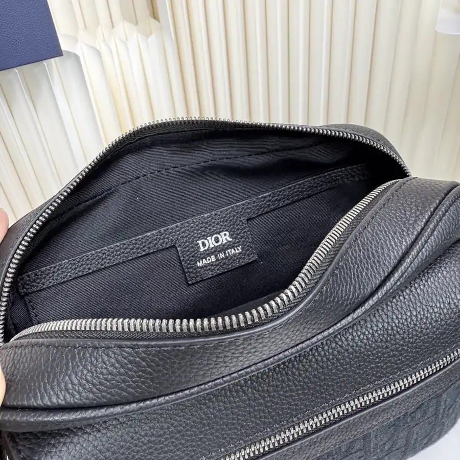 Rider 2.0 Zip Messenger Bag Premium Leather, Black Oblique Print