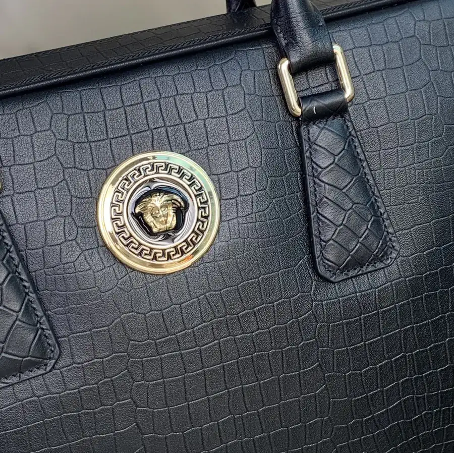 Vivienne Westwood Double Zip Grained Calfskin Briefcase