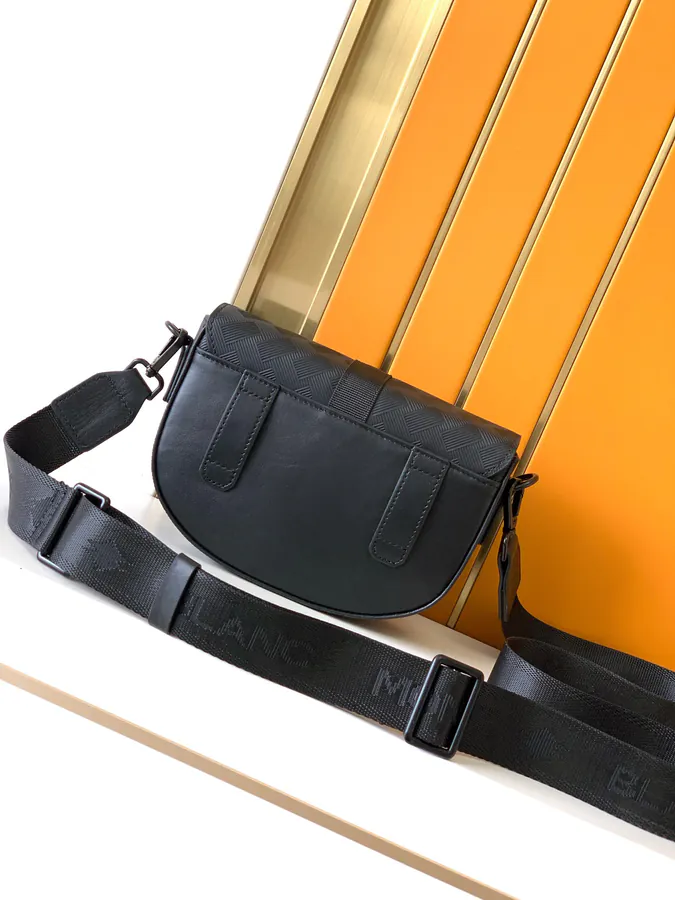 Mondrian New Crossbody Bag in Black Grained Calfskin