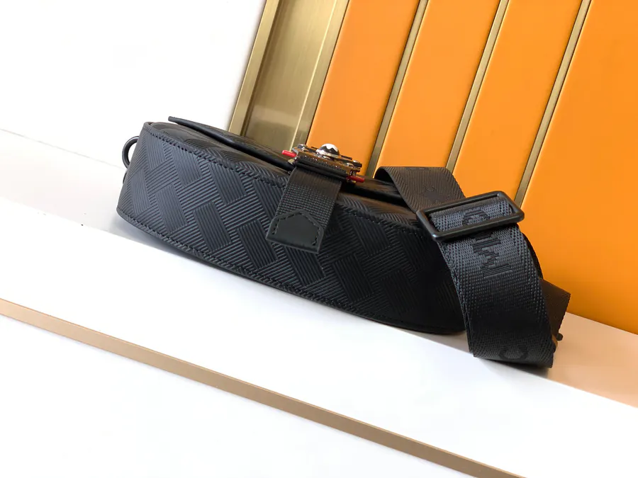 Mondrian New Crossbody Bag in Black Grained Calfskin