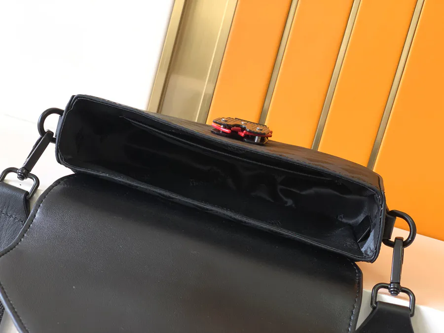 Mondrian New Crossbody Bag in Black Grained Calfskin