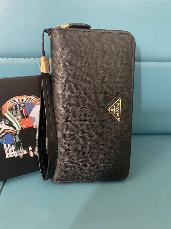 Classic Large Zip Wallet ZP Development, Grained Calfskin, Black