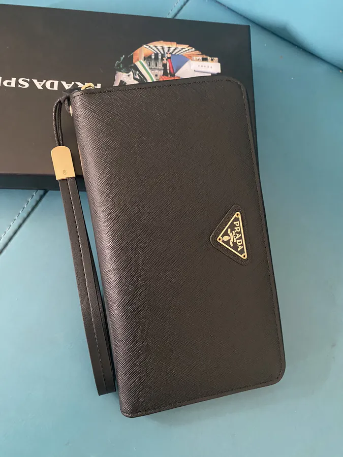 Classic Large Zip Wallet ZP Development, Grained Calfskin, Black