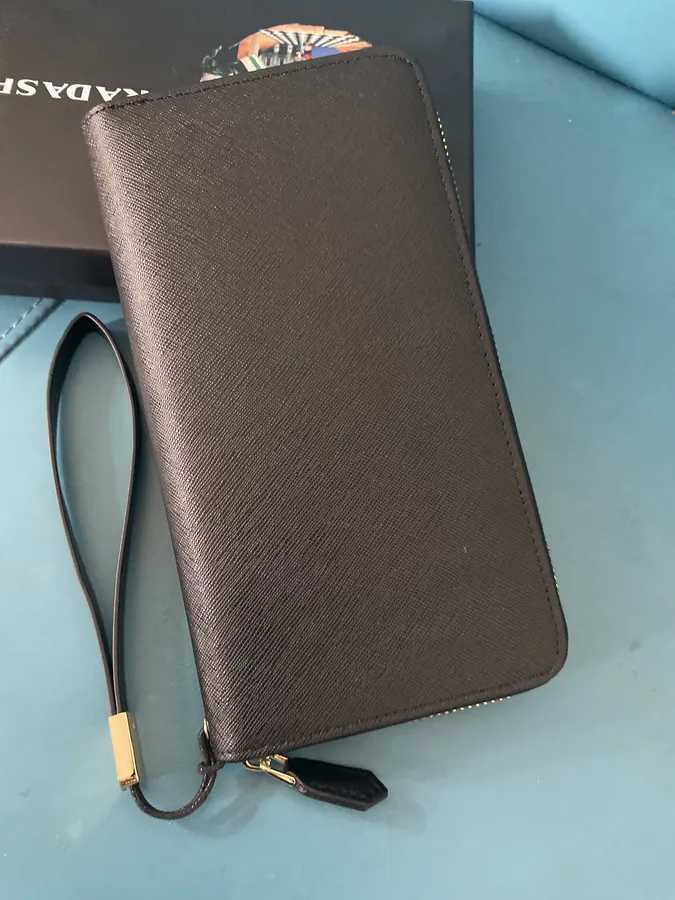 Classic Large Zip Wallet ZP Development, Grained Calfskin, Black