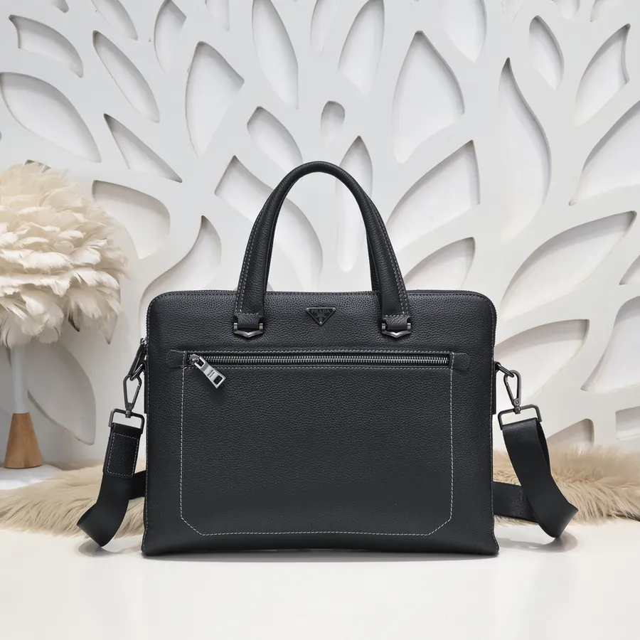 PRADA Men's Briefcase Premium Leather, Elegant Hardware