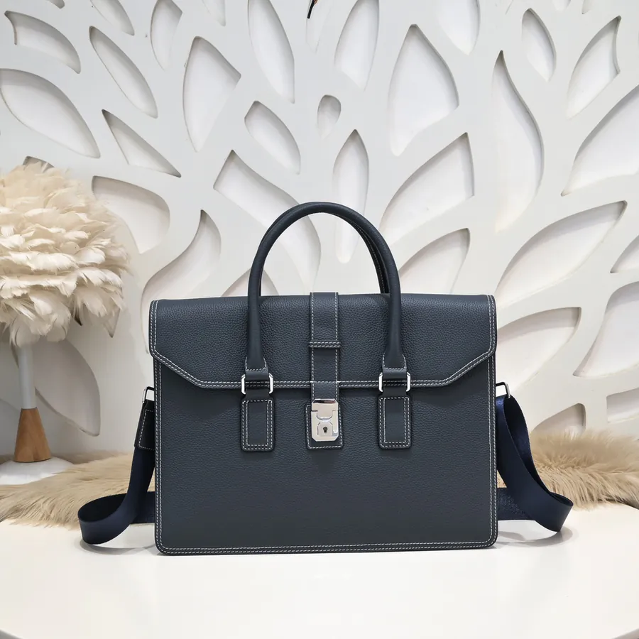 PRADA Men's Briefcase Premium Leather, Elegant Hardware