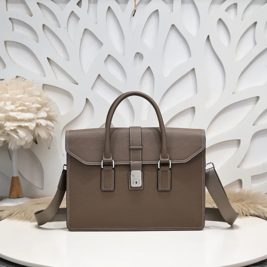 PRADA Men's Briefcase Premium Leather, Elegant Hardware