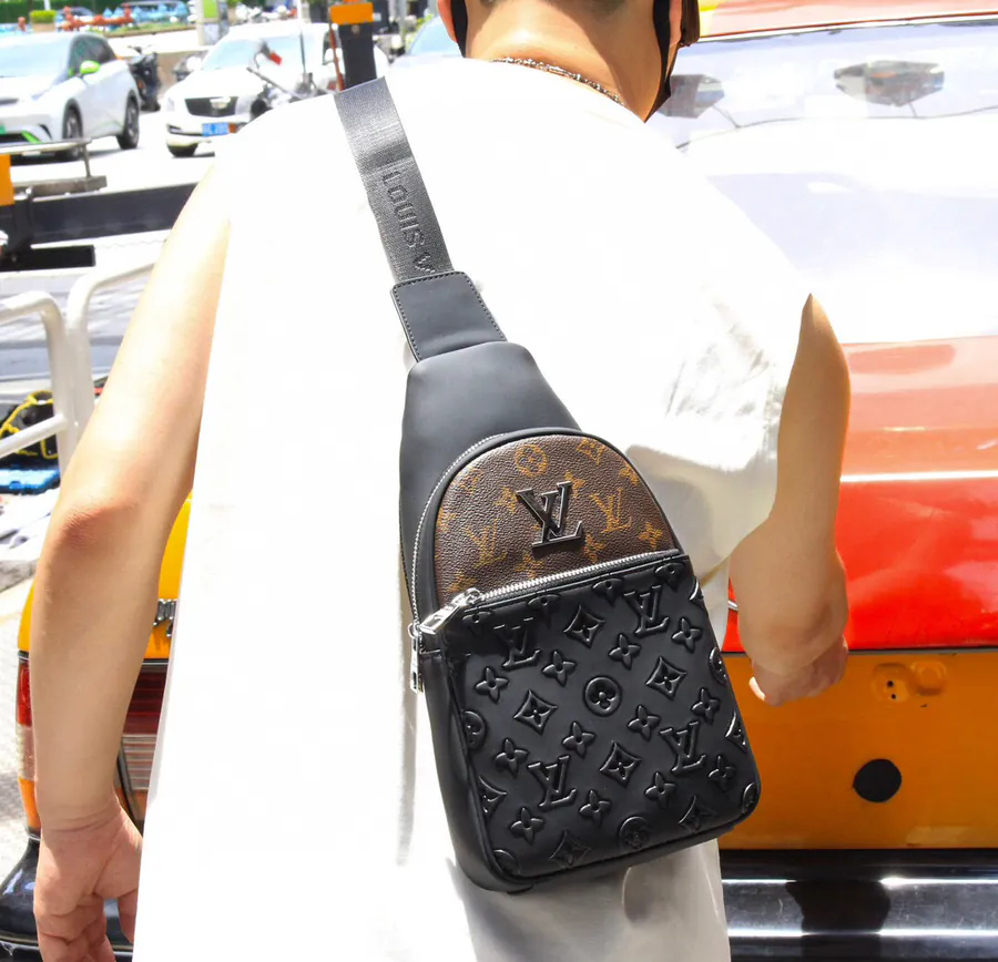 V Vintage Chest Bag with Grained Calfskin