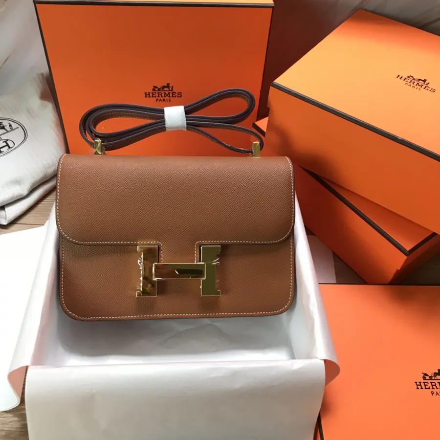 Constance Bucket Bag with Gold and Silver Buckles, 23cm