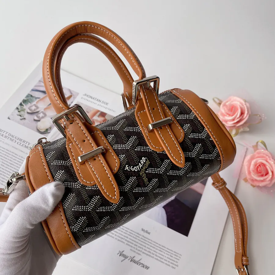 Goyard Mini Boston Pillow Bag with Unique Hand Drawn Pattern