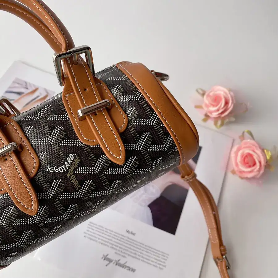 Goyard Mini Boston Pillow Bag with Unique Hand Drawn Pattern