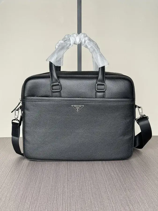 Prada Premium Zippered Bucket Bag with Interior Compartments