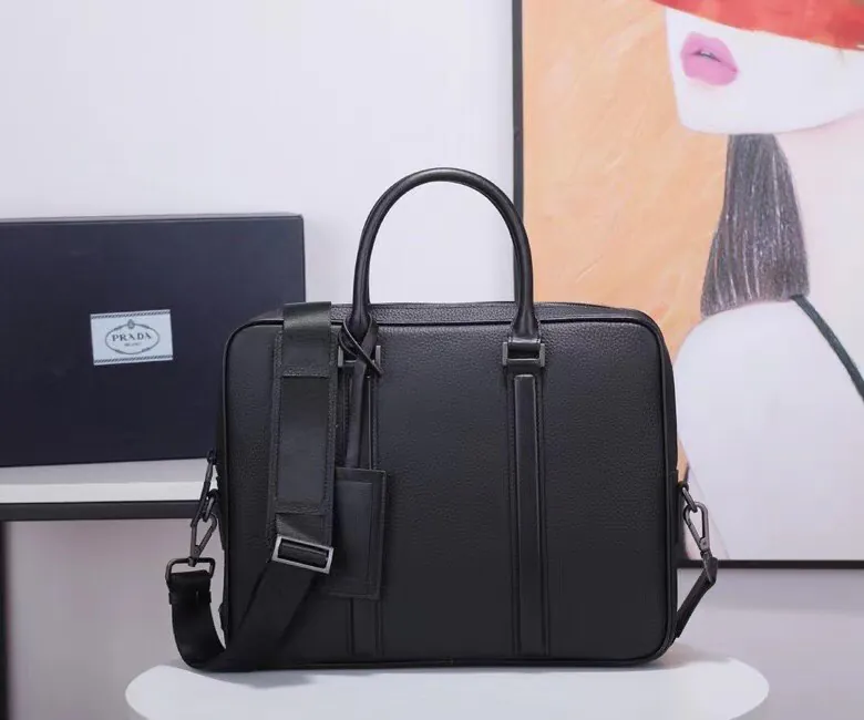 Prada Men's Briefcase Premium Grained Calfskin and Nappa Leather
