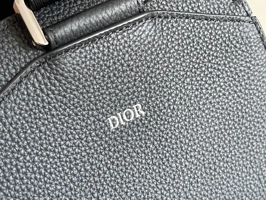 Dio Oblique Mini Bag Black Grained Calfskin