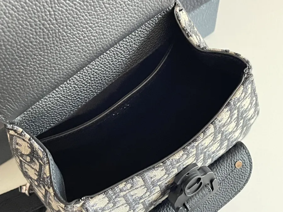 Dio Oblique Mini Bag Black Grained Calfskin