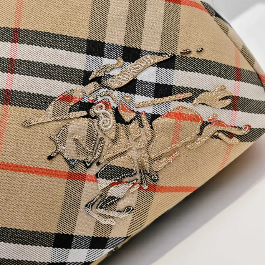 Burberry Latest Tote Bag with Grained Calfskin and EKD Embroidery