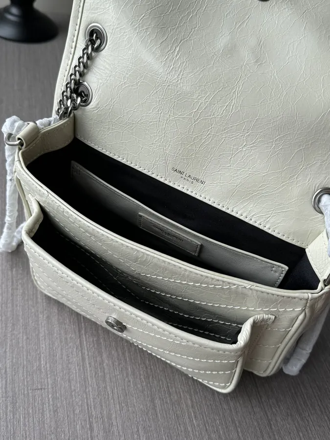 Saint Laurent Baby Size腋下包 White Grained Calfskin