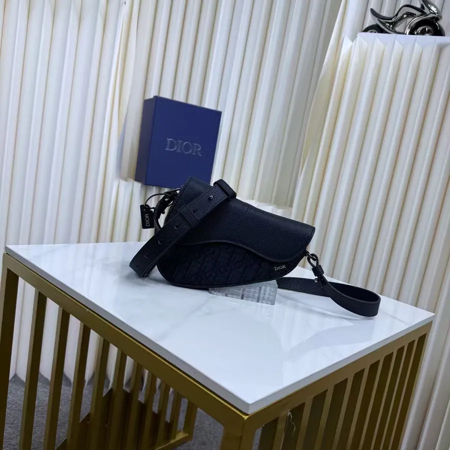 Dior Mini Saddle Bag with Magnetic Clasp and Adjustable Strap